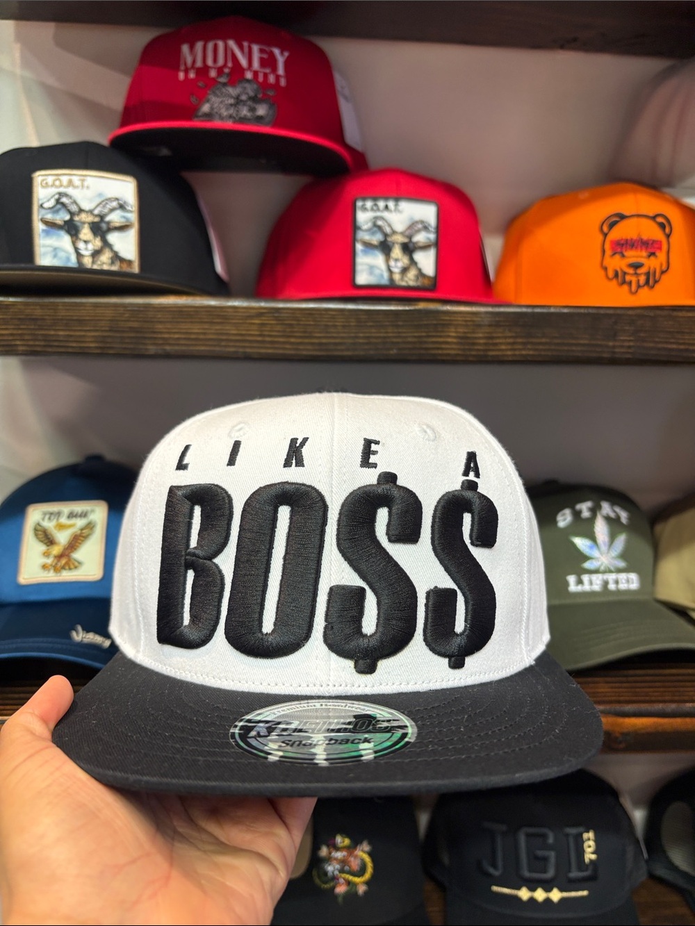 Like A Boss Two-Tone Snapback Hat - White & Black
